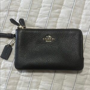 Coach Pebbled Black Leather Wristlet